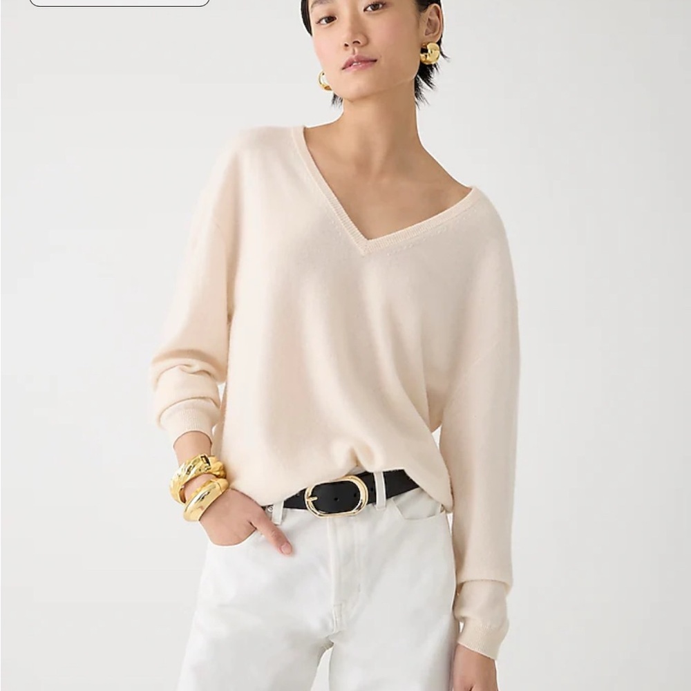 Elegant Cream V-Neck Sweater